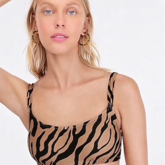 J Crew Zebra Striped Bikini Top - Picture 1 of 9